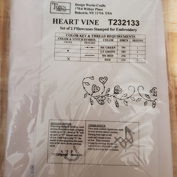 Tobin Heart Vine Embroidery Pillowcases - Picture 2 of 4